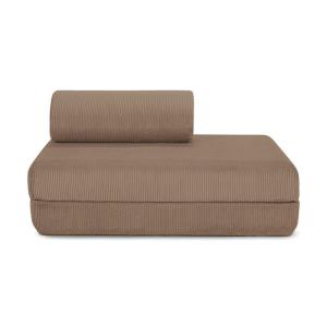 Canapé convertible et modulable 2 places en velours taupe