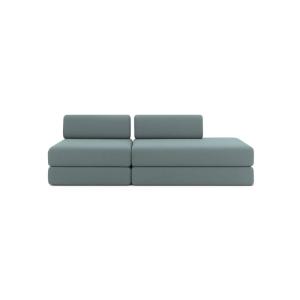 Canapé convertible et modulable 3 places en tissu bleu vert