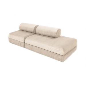 Canapé convertible et modulable 3 places en velours beige