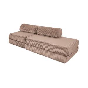 Canapé convertible et modulable 3 places en velours marron