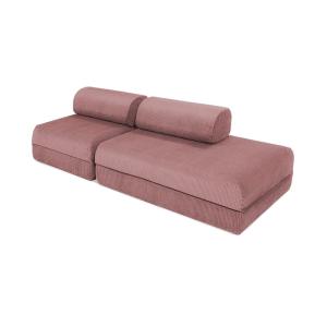 Canapé convertible et modulable 3 places en velours rose