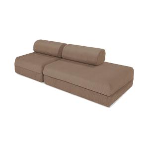 Canapé convertible et modulable 3 places en velours taupe