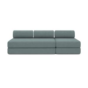 Canapé convertible et modulable 4 places en tissu bleu vert