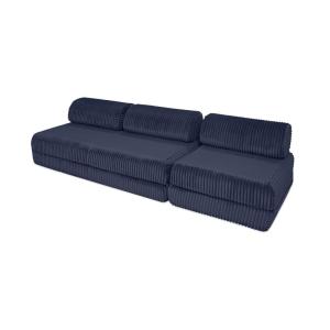 Canapé convertible et modulable 4 places en velours bleu