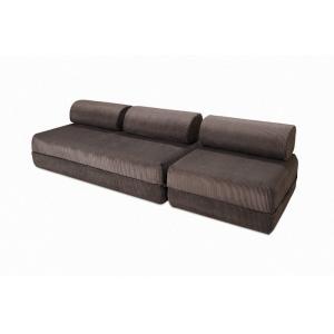 Canapé convertible et modulable 4 places en velours marron
