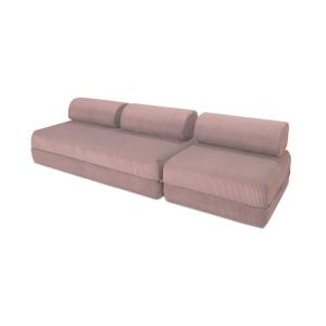 Canapé convertible et modulable 4 places en velours rose
