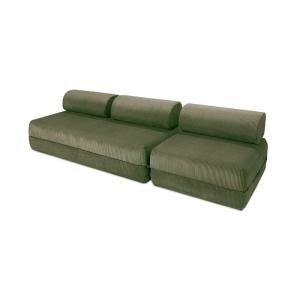 Canapé convertible et modulable 4 places en velours vert