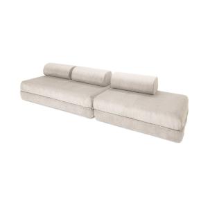 Canapé convertible et modulable 5 places en velours blanc