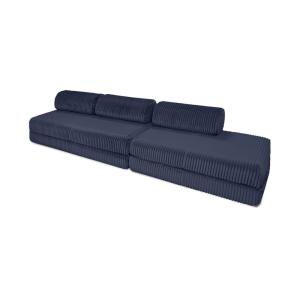 Canapé convertible et modulable 5 places en velours bleu