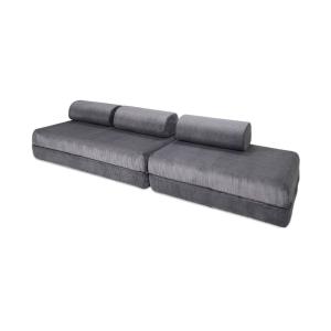 Canapé convertible et modulable 5 places en velours gris