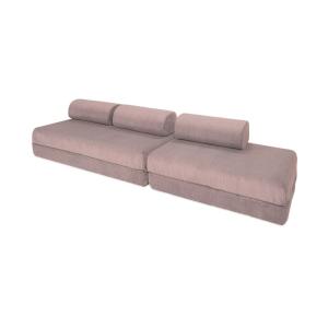 Canapé convertible et modulable 5 places en velours rose