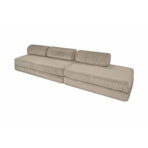 Canapé convertible et modulable 5 places en velours taupe
