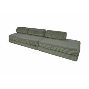 Canapé convertible et modulable 5 places en velours vert