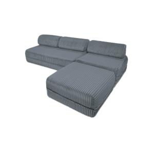 Canapé convertible et modulable 6 places en velours gris