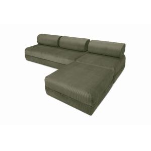 Canapé convertible et modulable 6 places en velours vert