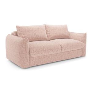 Canapé convertible express 3 places en velours texturé rose…