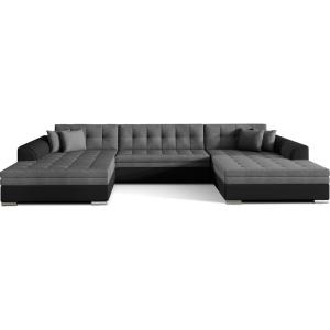 Canapé convertible tissu gris et simili noir réversible VEN…