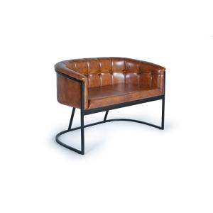 Canapé cuir marron et métal
