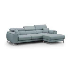 Canapé d'angle 260 cm droit bleu pastel