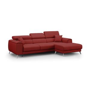 Canapé d'angle 260 cm droit rouge