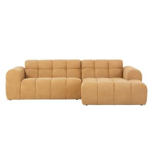 Canapé d'angle 3-4 places nuage en velours moutarde
