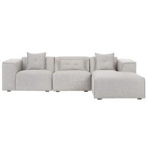 Canapé d'angle 3 personnes en tissu beige