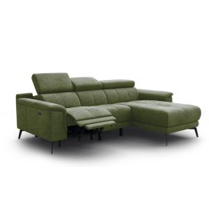 Canapé d’angle 3 places avec 1 fonction détente, vert