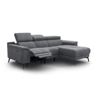 Canapé d’angle 3 places avec 1 fonction relax, gris