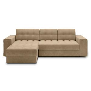 Canapé d'angle 3 places convertible en tissu - Beige