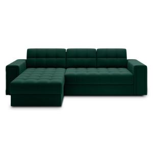 Canapé d'angle 3 places convertible en tissu - Vert foncé