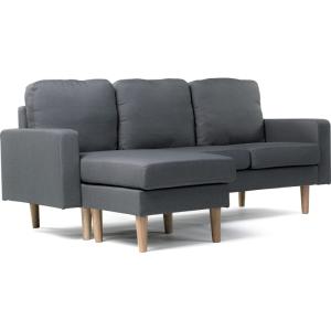 Canapé d'angle 3 places en polyester gris