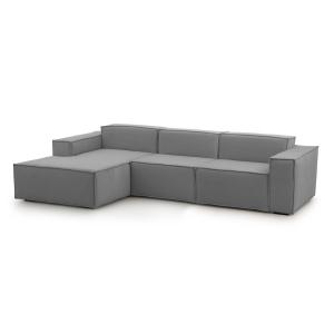 Canapé d'angle 3 places en tissu gris