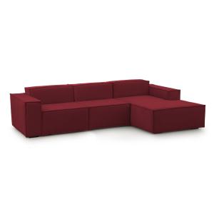 Canapé d'angle 3 places en tissu rouge