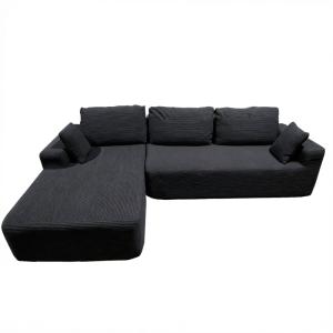 Canapé d'angle 3 places en velours côtelé gris anthracite