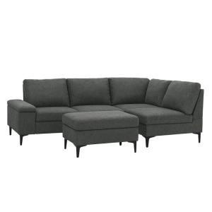 Canapé d'angle 4-5 places en tissu chenille gris anthracite…