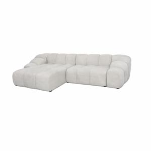 Canapé d’angle 4 places avec tissu texturé gris clair
