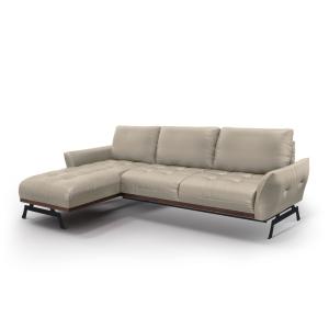 Canapé d'angle 4 places en cuir gris clair
