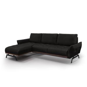 Canapé d'angle 4 places en cuir noir