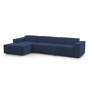 Canapé d'angle 4 places en tissu bleu