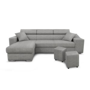 Canapé d’angle 4 places en tissu gris avec rangement droit…