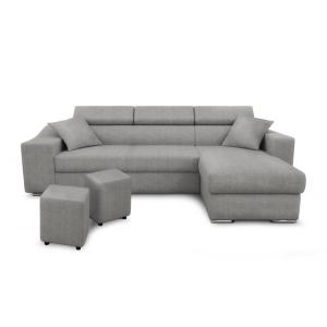Canapé d’angle 4 places en tissu gris avec rangement gauche…