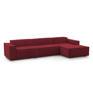 Canapé d'angle 4 places en tissu rouge