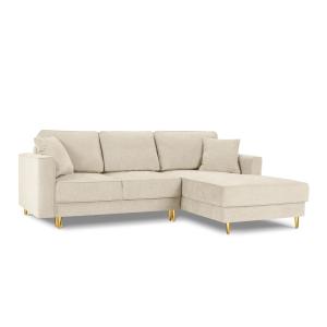 Canapé d'angle 4 places en tissu structuré beige