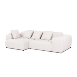 Canapé d'angle 4 places en tissu structuré blanc