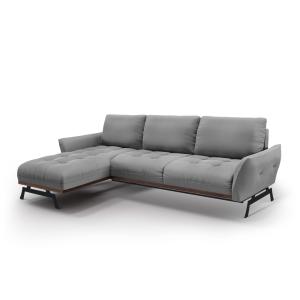 Canapé d'angle 4 places en tissu structuré gris
