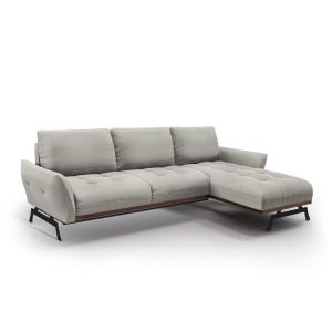 Canapé d'angle 4 places en tissu structuré gris clair