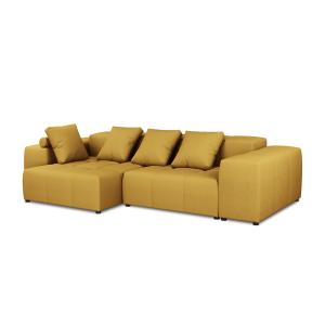 Canapé d'angle 4 places en tissu structuré jaune