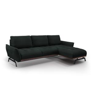 Canapé d'angle 4 places en tissu structuré noir