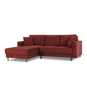 Canapé d'angle 4 places en tissu structuré rouge