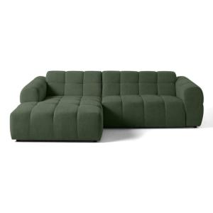 Canapé d'angle 4 places en tissu texturé vert